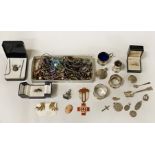 HM SILVER ITEMS - APPROX 4 OZ WITH COSTUME JEWELLERY WITH SOME SILVER CONTENT