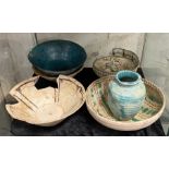 5 ISLAMIC BOWLS A/F & A VASE