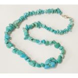 TURQUOISE NECKLACE WITH STERLING SILVER CLASP