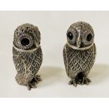 PAIR OF 925 SILVER OWLS (SALT & PEPPER) - APPROX 6 OZ