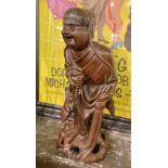 WOODEN ORIENTAL MAN - 36 CMS (H) APPROX - A/F