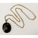 9CT CHAIN WITH VICTORIAN JET & SEED PEARL PENDANT CHAIN - APPROX 12.6 GRAMS (CHAIN ONLY) APPROX