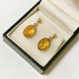 14CT SILVER CITRINE STUD EARRINGS