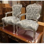 PAIR OF SILVER DAMASK CHAIRS