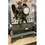 BRONZE FIGURAL CLOCK ON BASE - 61.5 CMS (H) APPROX