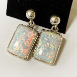 STERLING SILVER SQUARE OPAL STUD EARRINGS