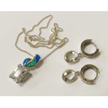 STERLING SILVER TOPAZ & OPAL EARRINGS & PENDANT SET