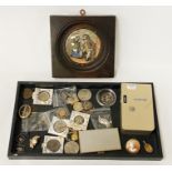 INTERESTING ITEMS INCL. SILVER ROTARY CUFFLINKS, GOLD PLATED ITEMS, SILVER FOB MEDALS, ETC