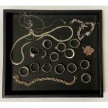 SELECTION OF VARIOUS SILVER JEWELERY INCL. SILVER RING & NECKLACES