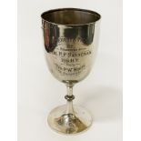 HM SILVER GOBLET PRESENTED AS THE RECRUITS PRIZE 1911 TO LT.COL RP SANDEMAN R.G.H.Y WON BY TPR