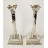 PAIR OF HM SILVER CANDLESTICKS- APPROX 27 OZ - 12'' TALL