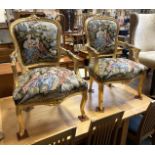 PAIR OF GILT TAPESTRY CHAIRS