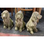 3 GARDEN CONCRETE DOGS