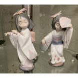 PAIR OF LLADRO GEISHA CHILDREN 19.5CMS (H) TALLEST/19CM (H) SMALLEST