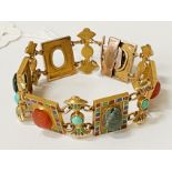 9CT GOLD BRACELET WITH SEMI - PRECIOUS STONES - A/F