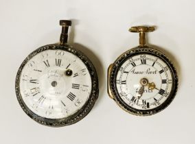 GALAY FRENCH VERGE FUSEE WITH AN ISAAC SOET FRENCH VERGE FUSEE HAND PAINTED POCKET WATCHES A/F