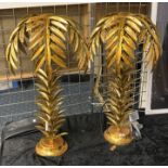 PAIR OF GILT METAL PALM TREE TABLE LAMPS - 72 CMS (H) APPROX