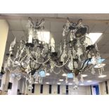 TWO METAL & GLASS CHANDELIERS