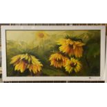 NIKOLAY MAMONTOV ''SUNFLOWERS'' 1972 OIL ON CANVAS 49CM X 98CM