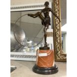 ART DECO STYLE BRONZE HOOP GIRL 45CMS (H) APPROX