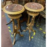 PAIR OF MARBLE TOP GILT WOOD STANDS