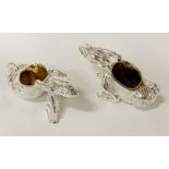 PAIR OF SILVER PLATED & GILT FROG SALTS 5CMS (H) APPROX