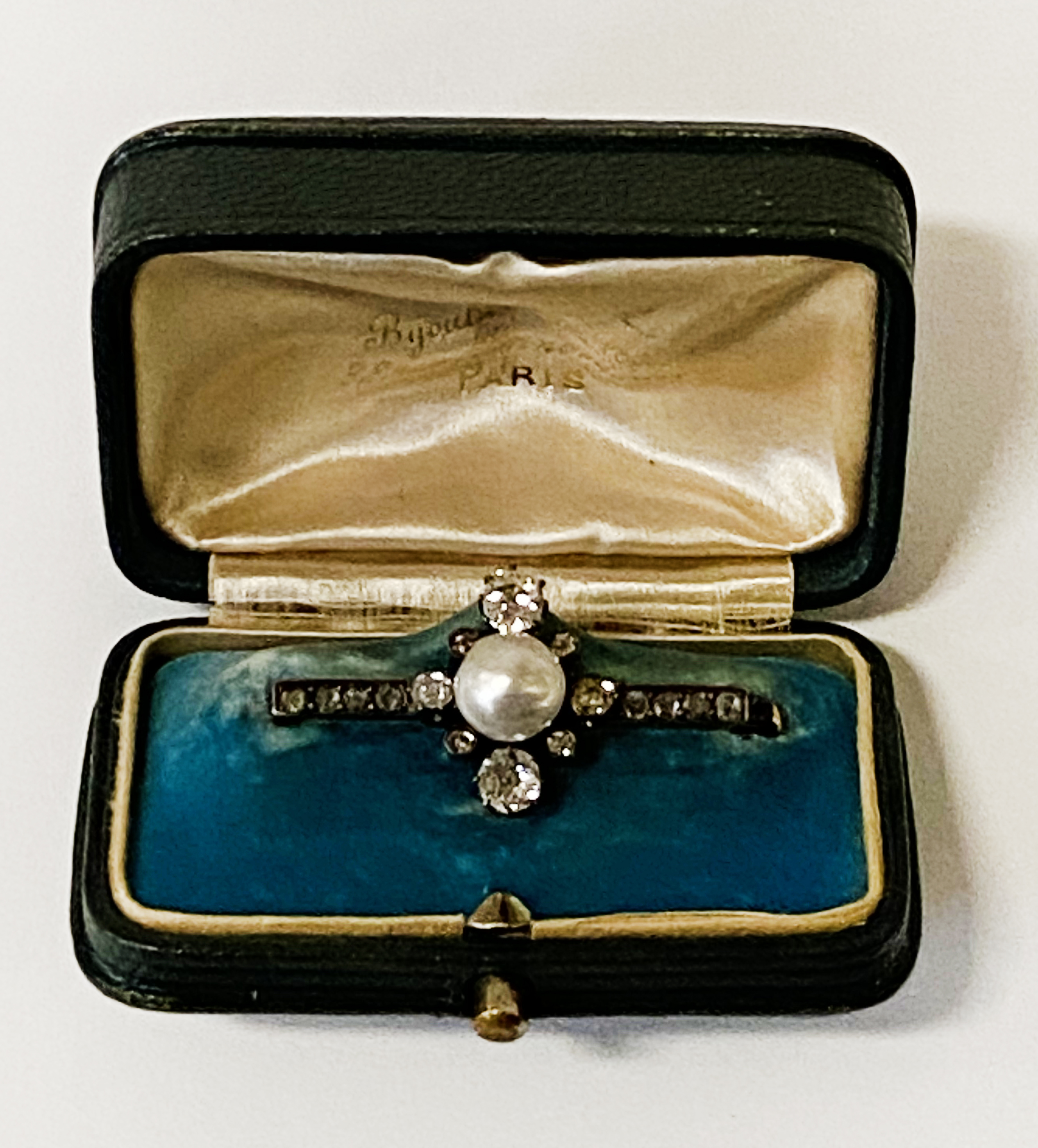 OLD CUT DIAMOND BROOCH WITH PEARL - Bild 3 aus 3