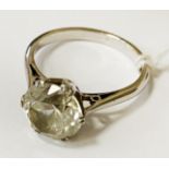 9CT GOLD RING WITH WHITE SAPPHIRE SIZE K