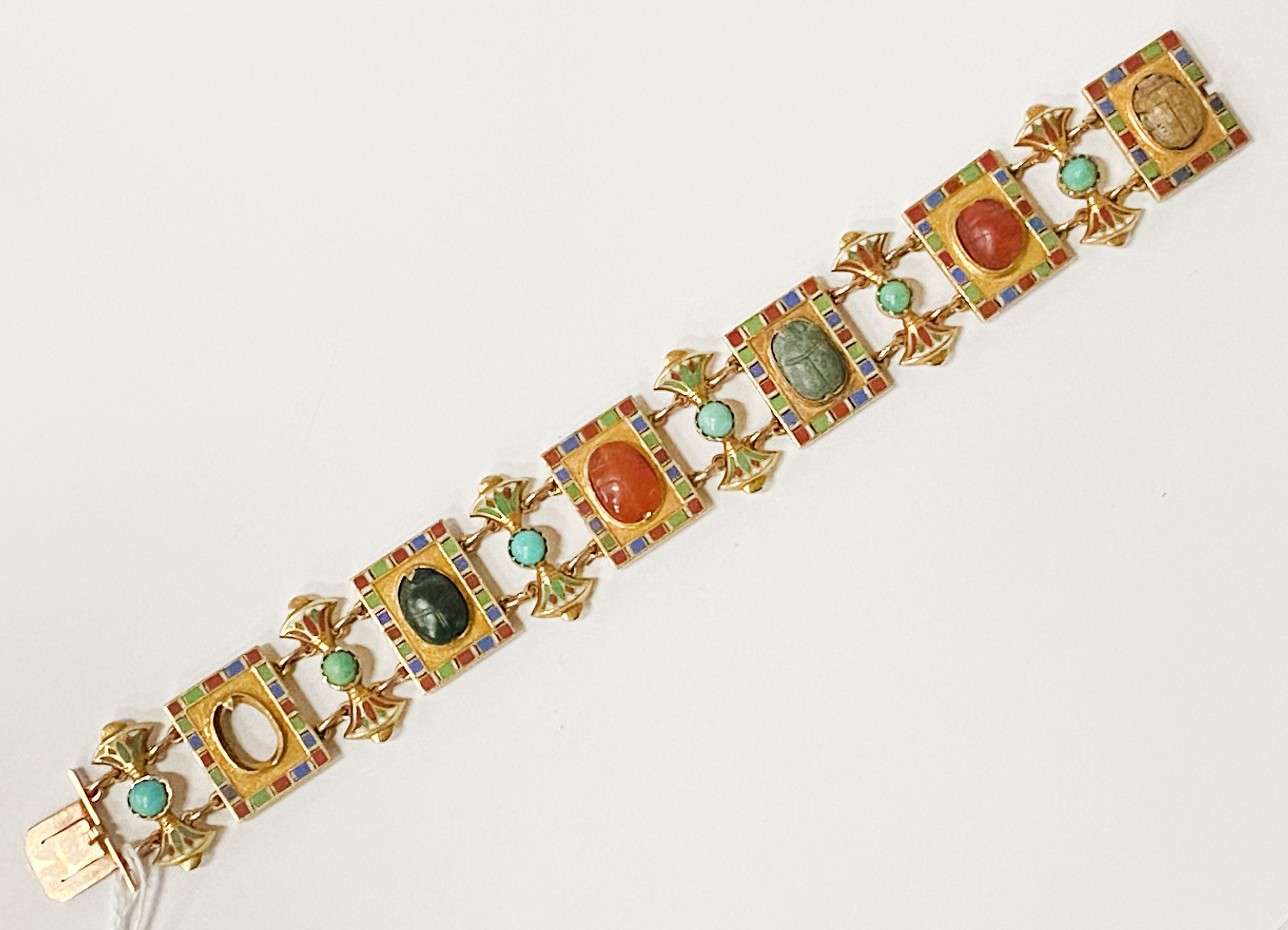 9CT GOLD BRACELET WITH SEMI - PRECIOUS STONES - A/F - Image 2 of 4
