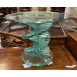GLASS SIDE TABLE ON SPIRAL BASE