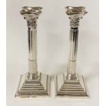PAIR OF HM SILVER CANDLESTICKS- APPROX 27 OZ - 12'' TALL - ASK FOR CONDITION REPORT
