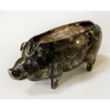HM SILVER PIG PIN CUSHION - EARLY BIRMINGHAM MARK