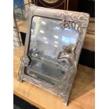 ART NOUVEAU STYLE PEWTER MIRROR 36CMS X 26CMS