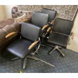4 PUMP UP BLACK LEATHER BARBER CHAIRS