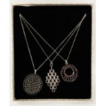 3 SILVER NECKLACES WITH GEMSTONES