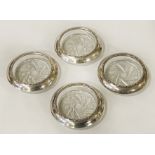 SET OF 4 SILVER & GLASS COASTERS