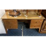 1950 LIGHT TEAK DESK WITH 4 DRAWERS