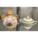 ROYAL WORCESTER HAND PAINTED GILT POT POURRI JAR WITH ROYAL WORCESTER LIDDED POT