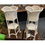 PAIR OF WHITE PAINTED RATTAN PLANT STANDS
