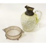 HM SILVER COASTER MAPPIN & WEBB & HM SILVER WATER JUG WITH CUT GLASS - 21 CMS (H)