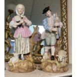 PAIR OF LARGE PORCELAIN FIGURES WITH SHEEP