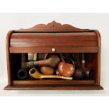 TAMBOUR PIPE CABINET WITH COLLECTION OF PIPES