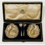 HM SILVER SALTS WITH SPOONS - CASED - 19 GRAMS