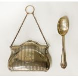 H/M SILVER PURSE WITH A SILVER TEASPOON - 158 GRAMS