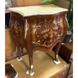 MARBLE TOP INLAID 2 DRAWER CHEST