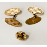 9CT GOLD CUFFLINKS & GOLD CROWN TOOTH - 8 GRAMS