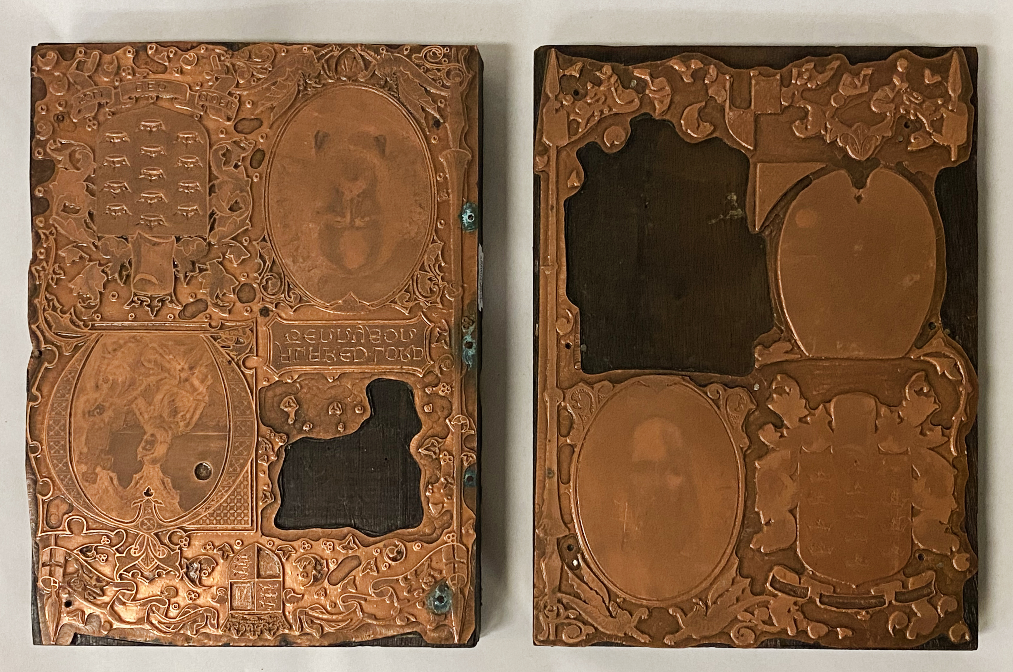 2 COPPER & WOOD PRINT PLATE BLOCKS