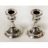 PAIR OF DWARF H/M SILVER CANDLESTICKS - BIRMINGHAM 1924