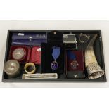 INTERESTING ITEMS LOT 1 HC. HM SILVER ROTARY JEWELS, MEDAL, SEAL DIE METAL