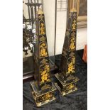 PAIR OF TOLEWARE OBELISKS 57CMS (H)